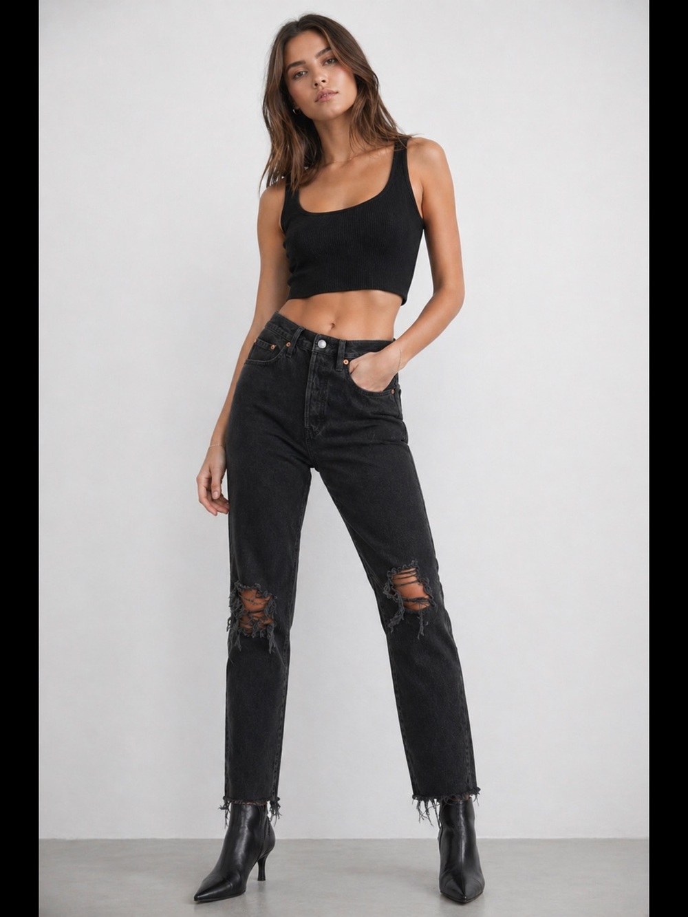 Levi’s 501 W29 Skinny High Rise Jeans Black Women’s Distressed 29502-0072